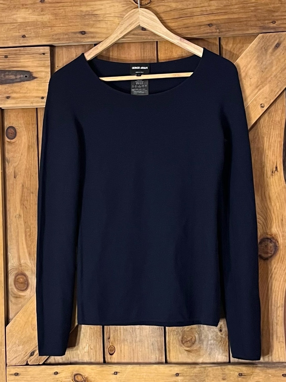 Giorgio Armani Navy Long Sleeve Crewneck Top